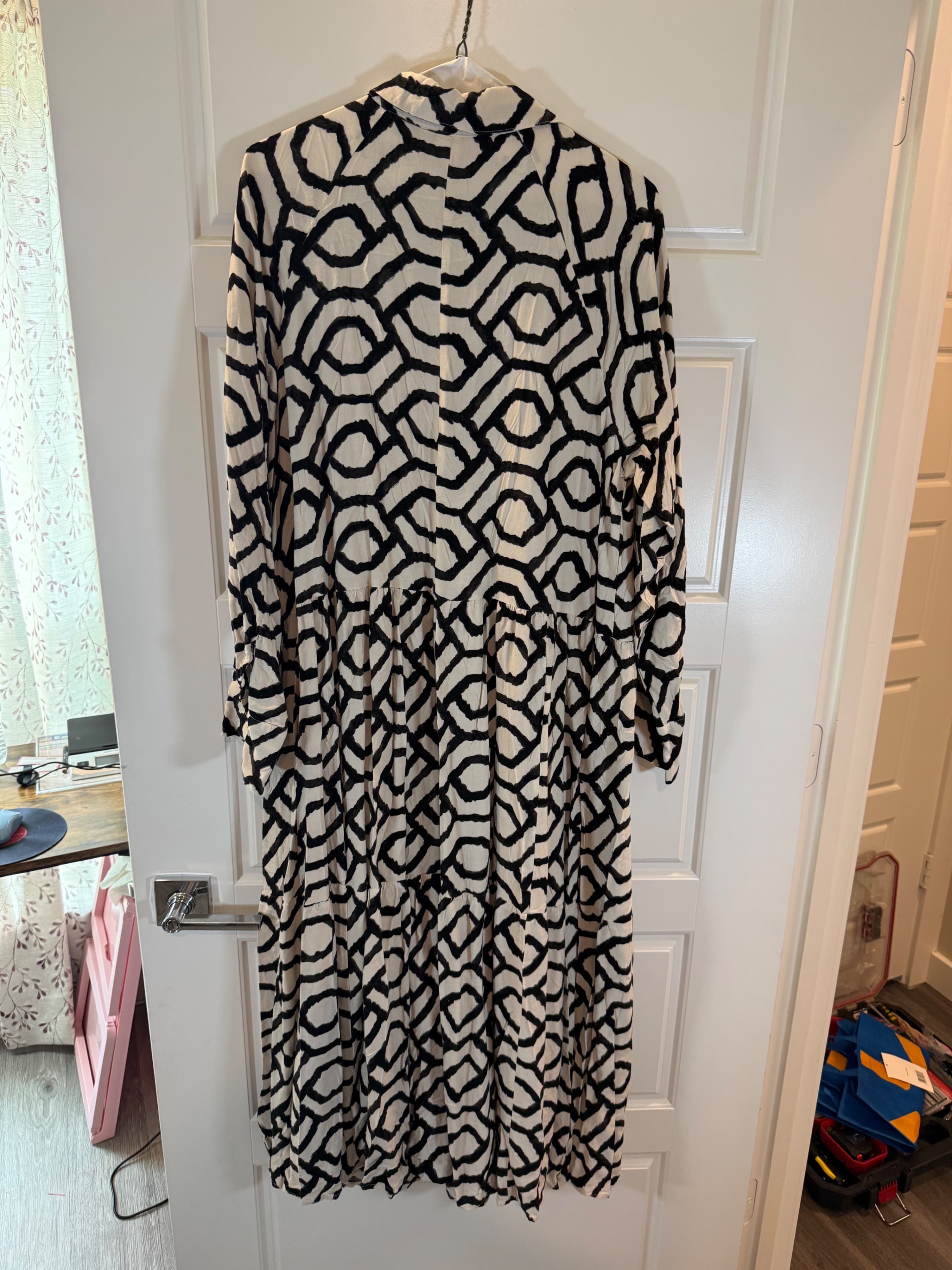 Geometric Pattern Long Sleeve Dress - Image 1