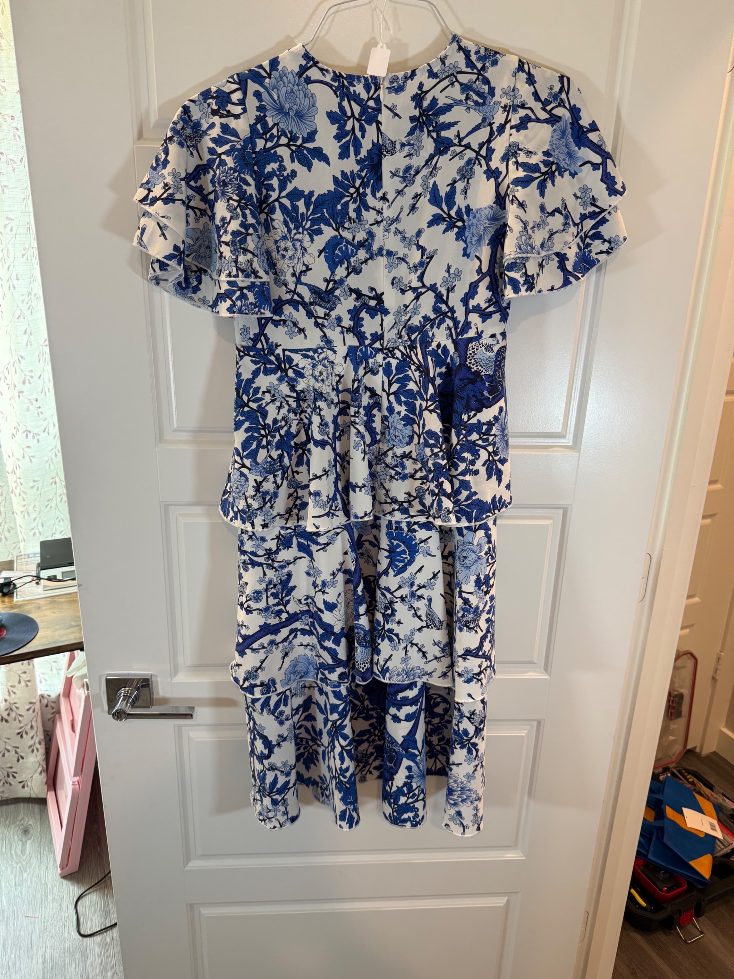 SHEIN Blue Floral Ruffle Dress Size S - Thumbnail 2