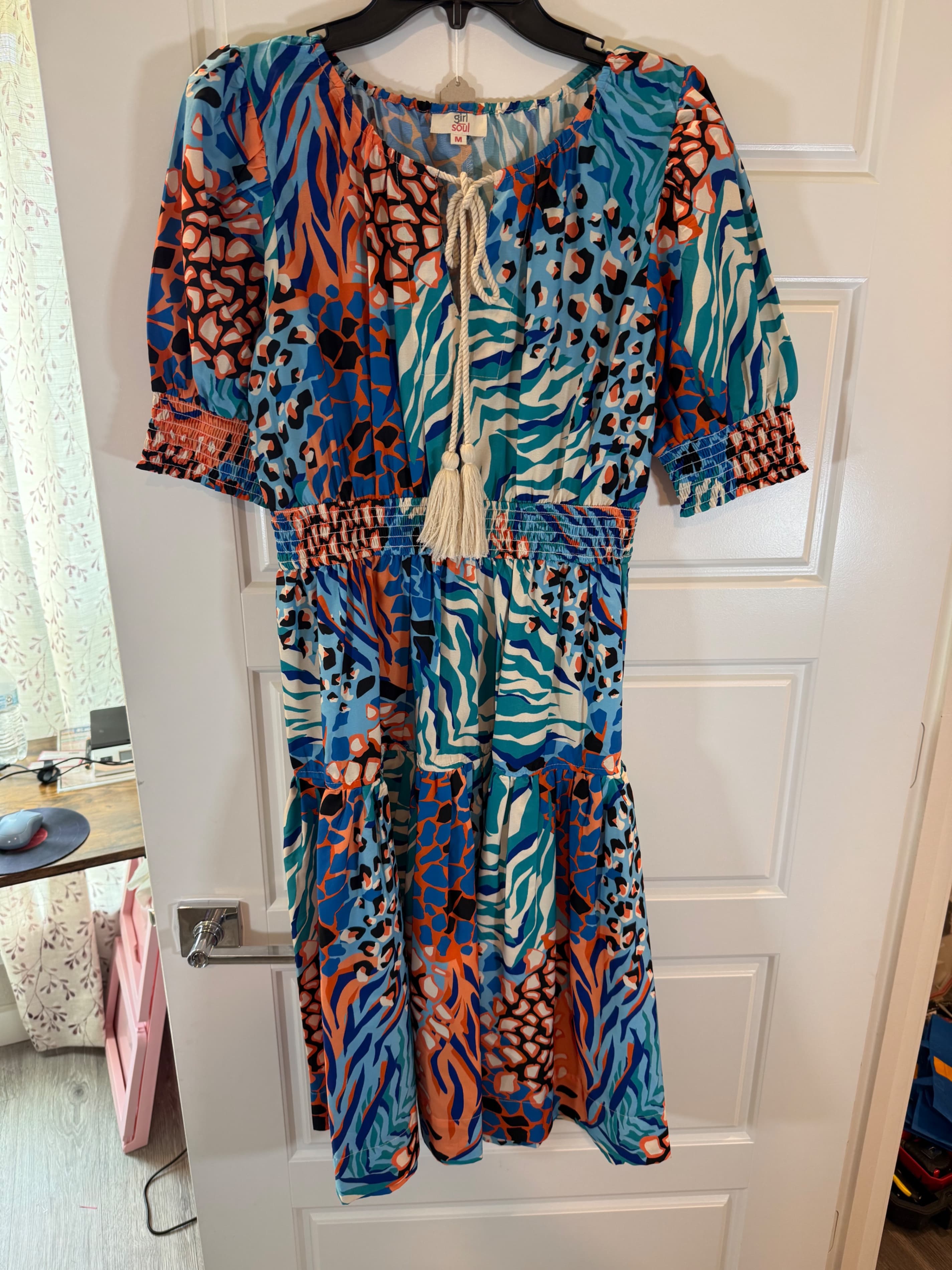 Soul Women's Multicolor Patterned Dress M - Thumbnail 2