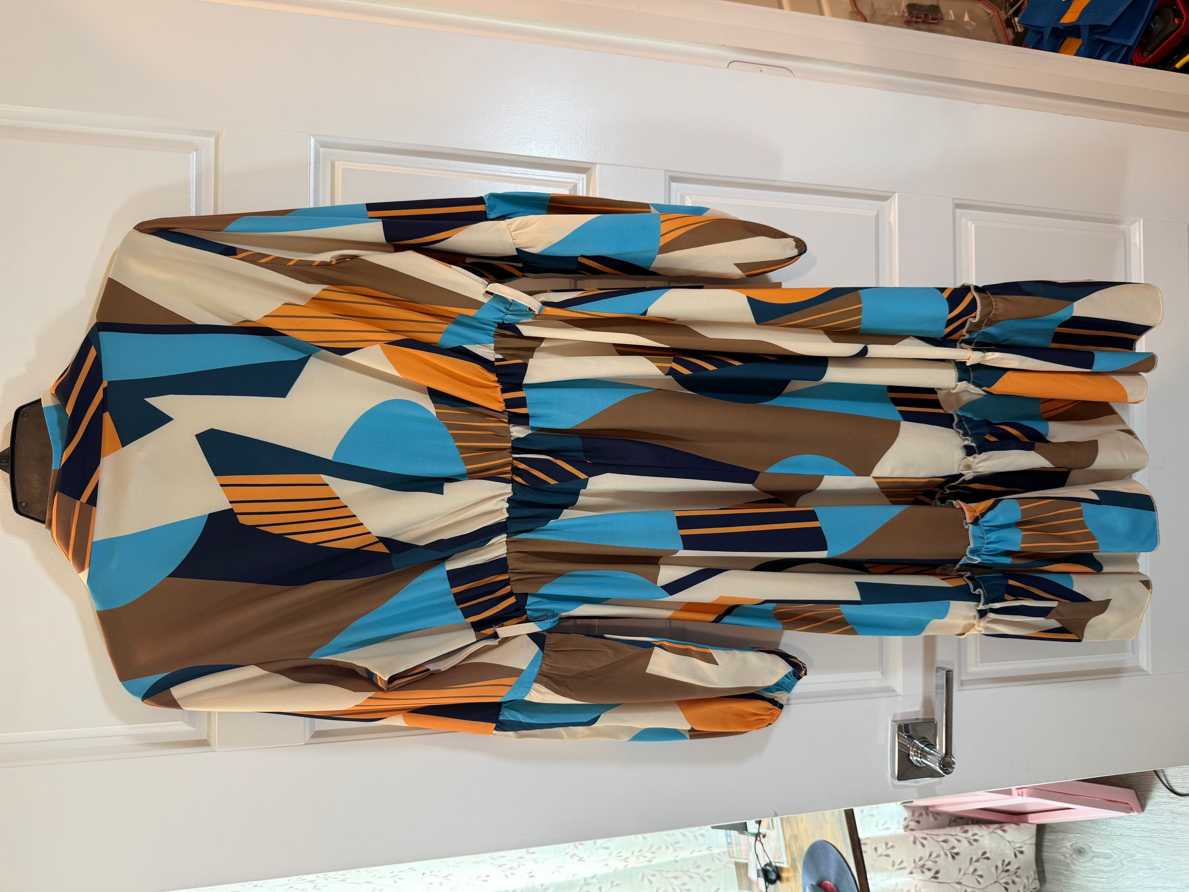 SHEIN Geometric Print Long Sleeve Dress Size S - Thumbnail 2