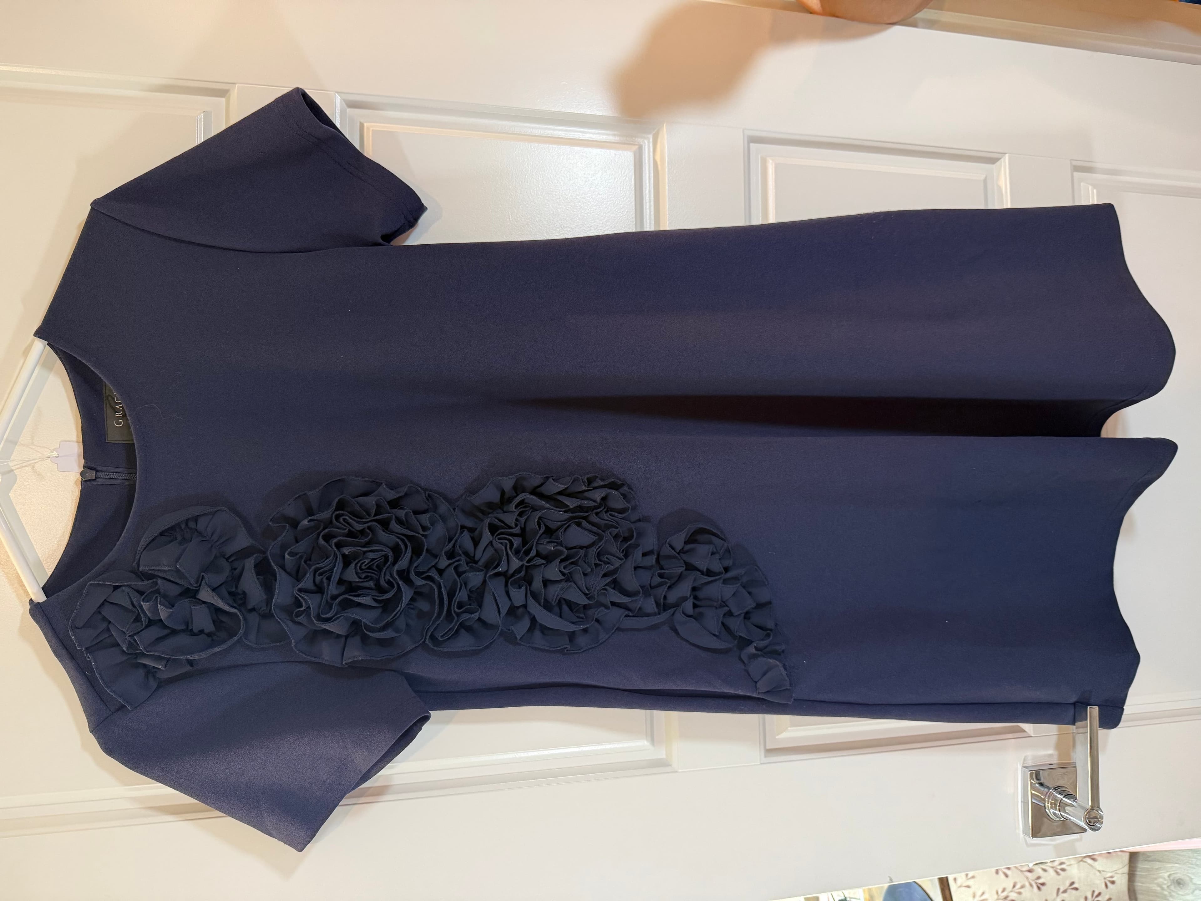 Gracia Navy Blue Fit and Flare Dress Size S - Thumbnail 3