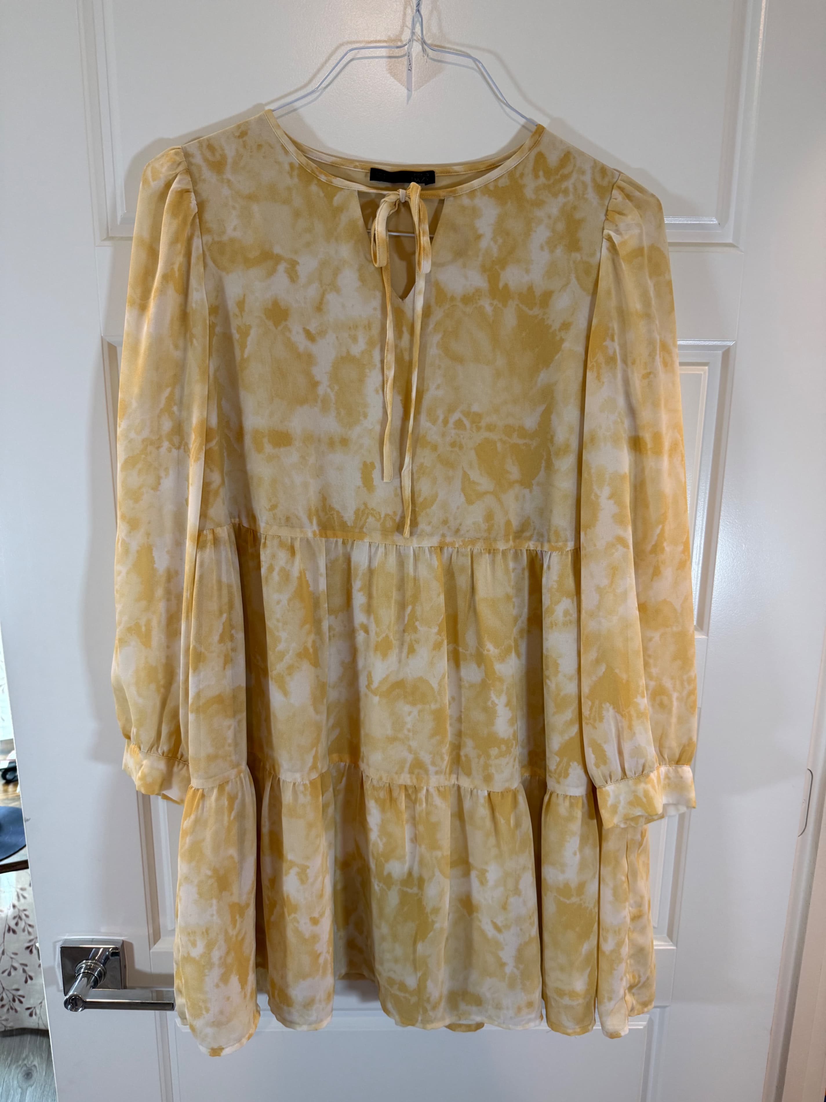 Dazy Yellow Tie-Dye Long Sleeve Dress - Thumbnail 3