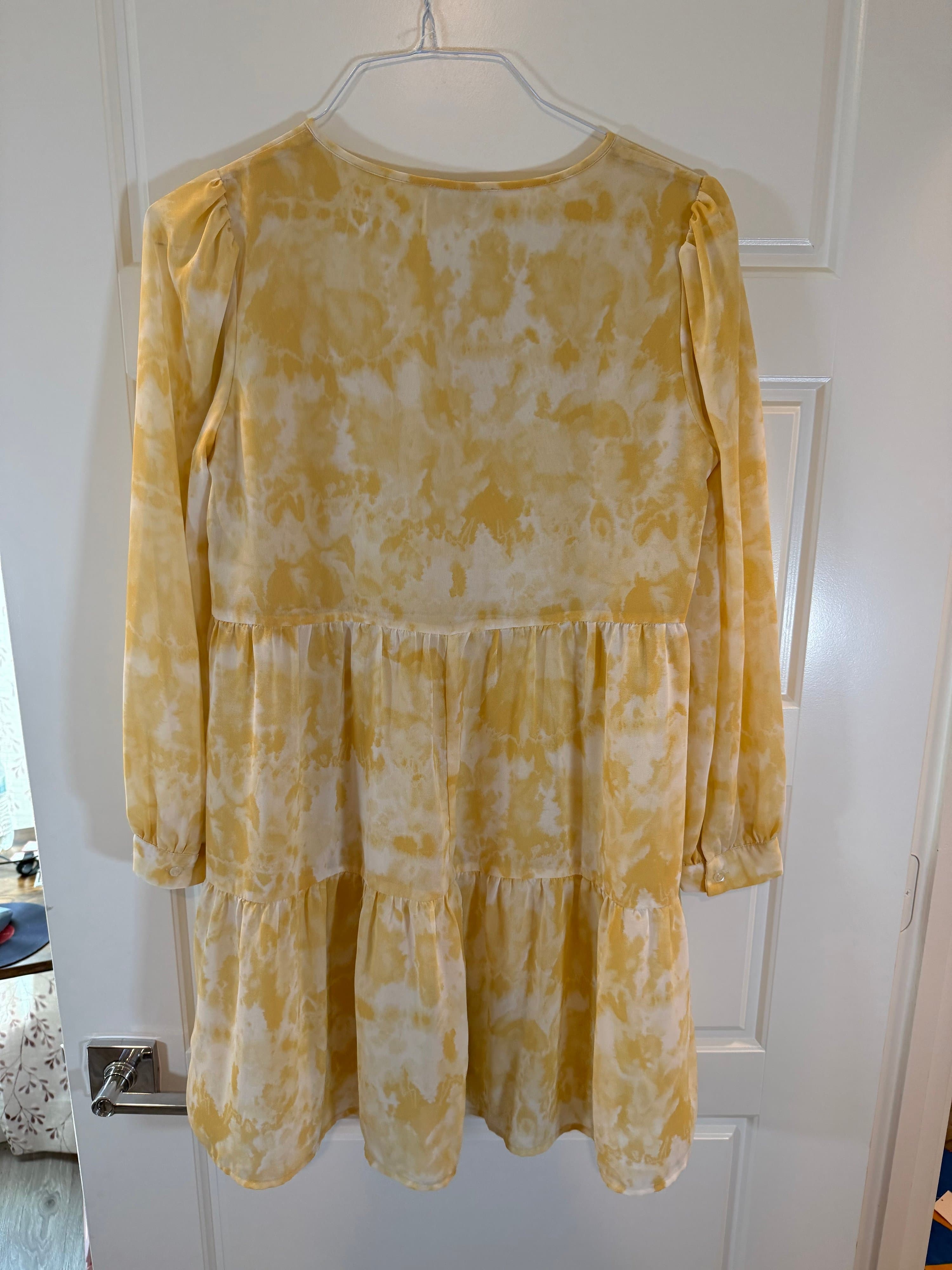 Dazy Yellow Tie-Dye Long Sleeve Dress - Image 1