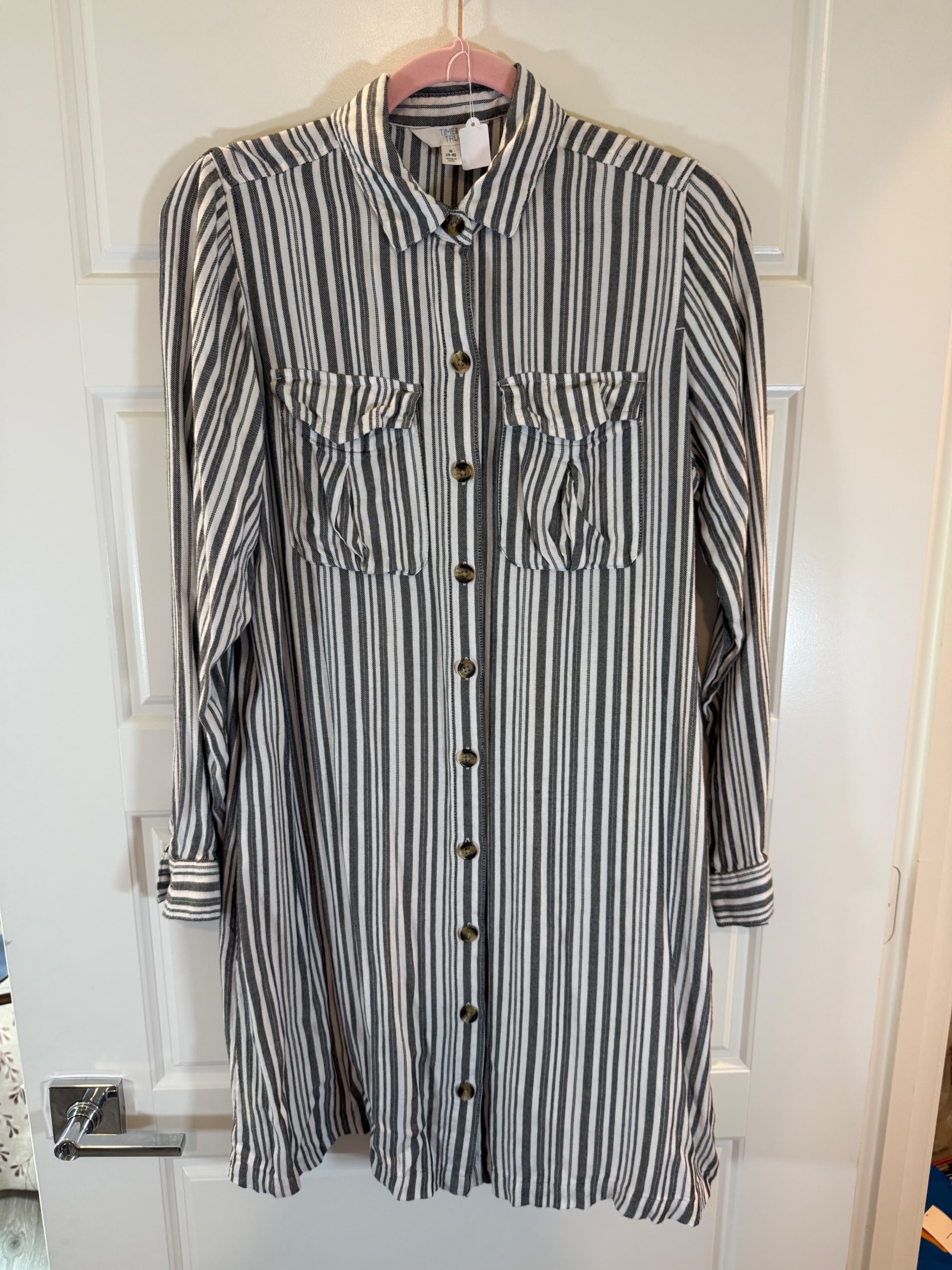 Topshop Striped Button-Down Shirt Dress - Image 1