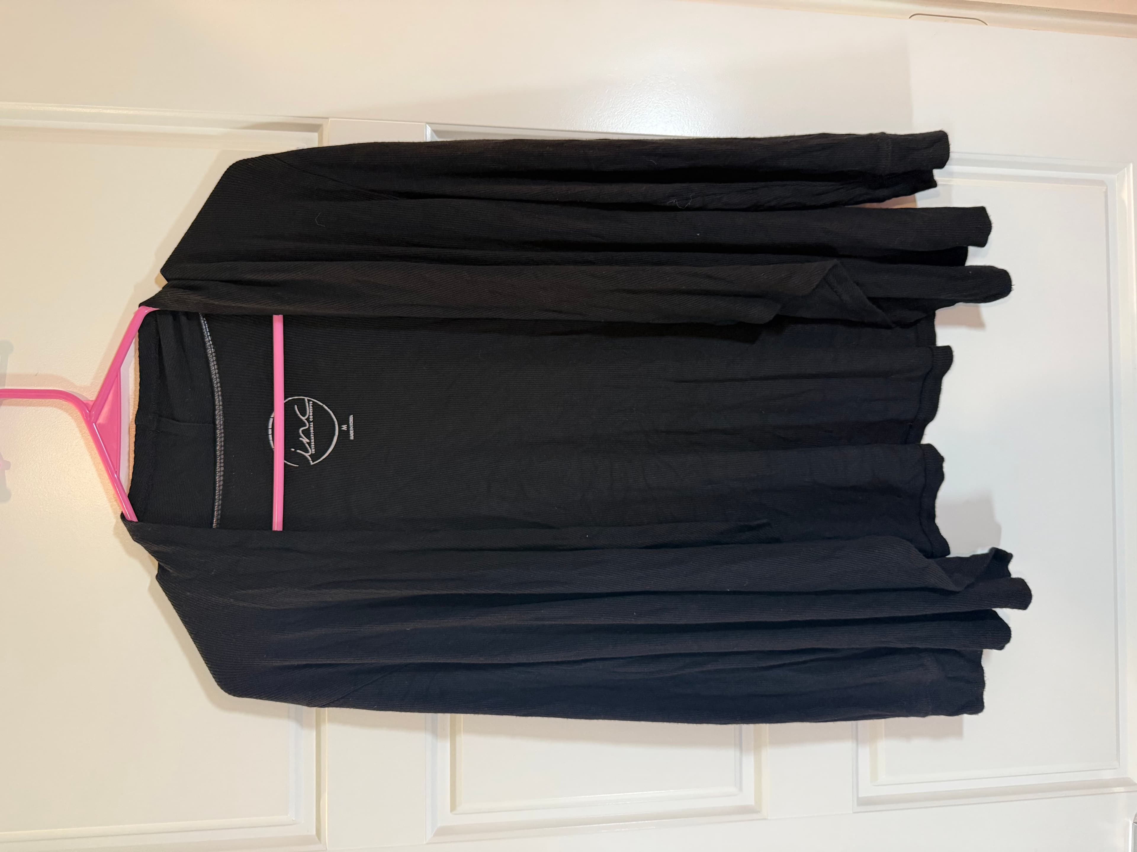 INC International Concepts Black Long Sleeve Top M - Thumbnail 3