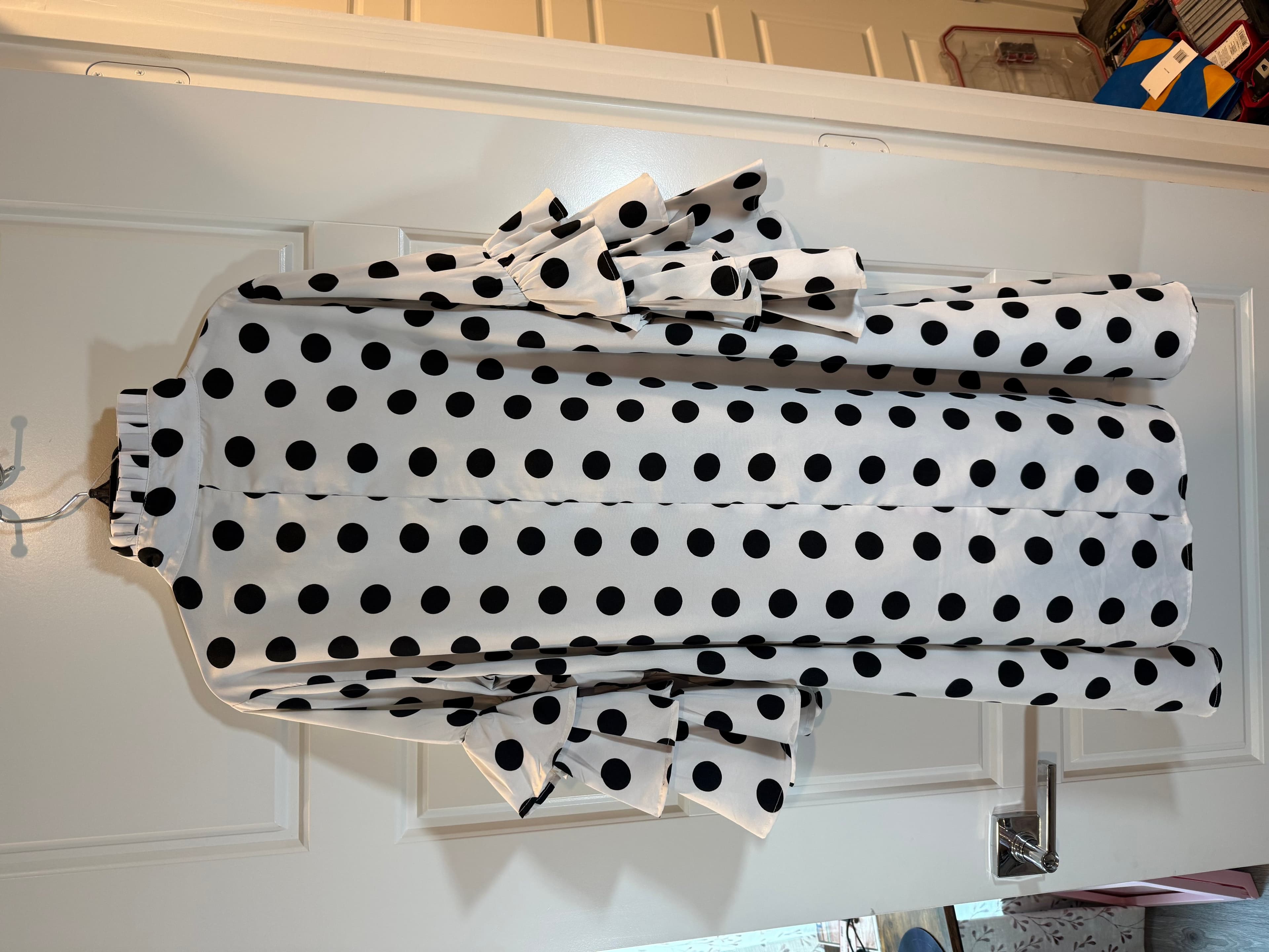 True Destiny Polka Dot Dress with Ruffle Sleeves Size M - Thumbnail 2