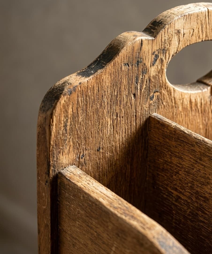 Vintage Wooden Magazine Rack with Handle - Thumbnail 2