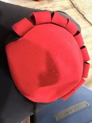Merrimac Red Felt Pillbox Hat for Women with Black Bow Accent, One Size - Thumbnail 3