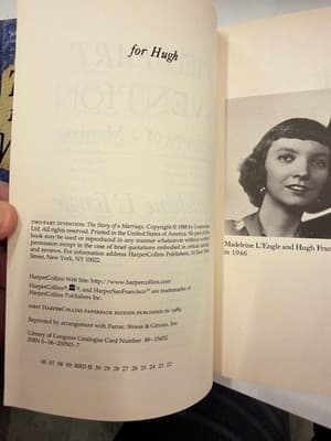 Madeleine L'Engle Two-Part Invention Paperback 1st Ed 1989 HarperCollins Crossw… - Thumbnail 2