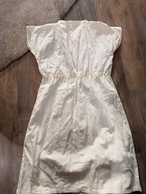 Ben Cooper Inc. Girls Medium (8-10) Ivory Cotton Short Sleeve Dress - Thumbnail 2