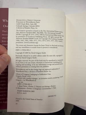 David Gregory Dinner with a Perfect Stranger Hardcover 1st 2006 WaterBrook - Thumbnail 2
