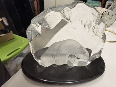 Mats Jonassn Crystal Polar Bear Sculpture - Thumbnail 4