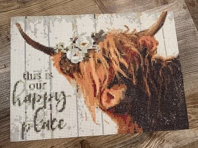Handmade Handcrafted Highland Cow Wall Hanging 'Happy Place' Rustic Decor