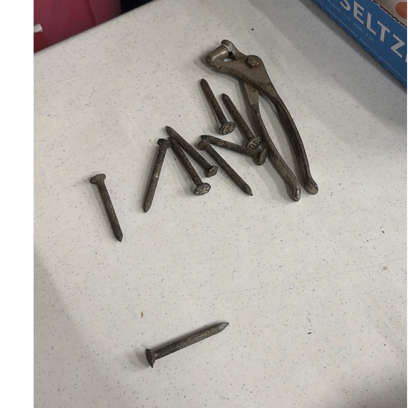 Vintage Railroad Spikes & Date Nails Lot with Markings and Tool