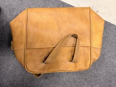 Vintage Brown Men's bowling bag with Top Handles, Zip Closure, Inner Pockets - Thumbnail 3