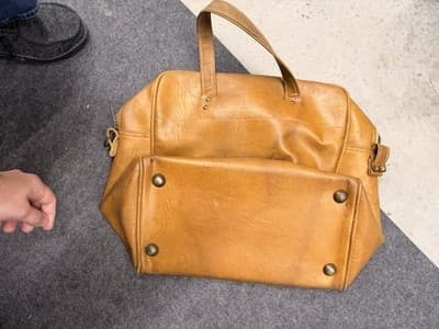 Vintage Brown Men's bowling bag with Top Handles, Zip Closure, Inner Pockets - Thumbnail 4