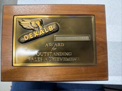 DEKALB 1974 Original Sales Achievement Award Plaque Brown Gold Agriculture - Thumbnail 3