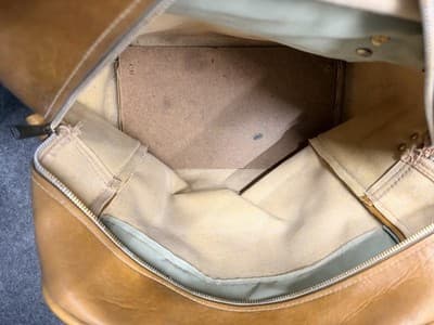 Vintage Brown Men's bowling bag with Top Handles, Zip Closure, Inner Pockets - Thumbnail 2