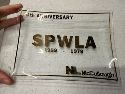 McCullough 20th Anniversary Rectangle Glass Tray Clear Gold 1979 Vintage - Thumbnail 2