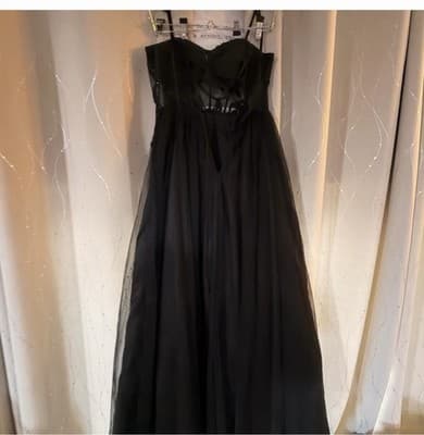 Blondie Nites by Stacy Sklar Black Mesh Embroidered Prom Dress Size 5 - Thumbnail 2