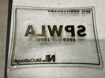 McCullough 20th Anniversary Rectangle Glass Tray Clear Gold 1979 Vintage - Thumbnail 3