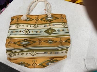 NU Trendz Southwestern Geometric Tote Bag with Rope Handles - Thumbnail 4