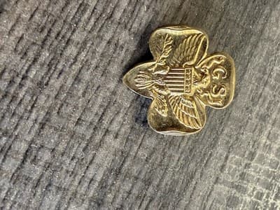 Girl Scouts Vintage Brass Trefoil Pin with Eagle Emblem - Thumbnail 2