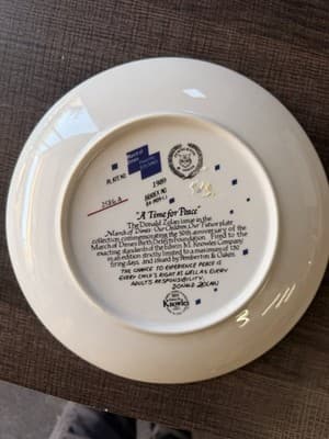 Knowles A Time for Peace Collector Plate Donald Zolan March of Dimes 1989 - Thumbnail 2