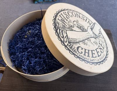 Wisconsin Cheese Round Wooden Advertising Storage Box w/ Lid, Graphic Print - Thumbnail 2