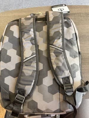 Duna Geometric Pattern Kids Backpack Gray Black Polyester Canvas - Thumbnail 2