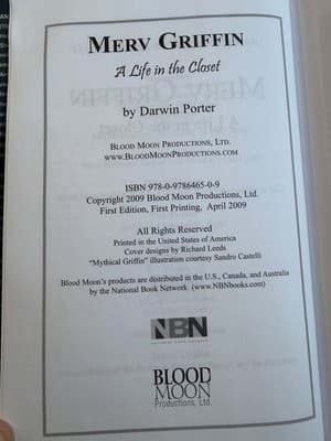Darwin Porter Merv Griffin: A Life in the Closet HC 2009 1st/1st DJ Illus - Thumbnail 3