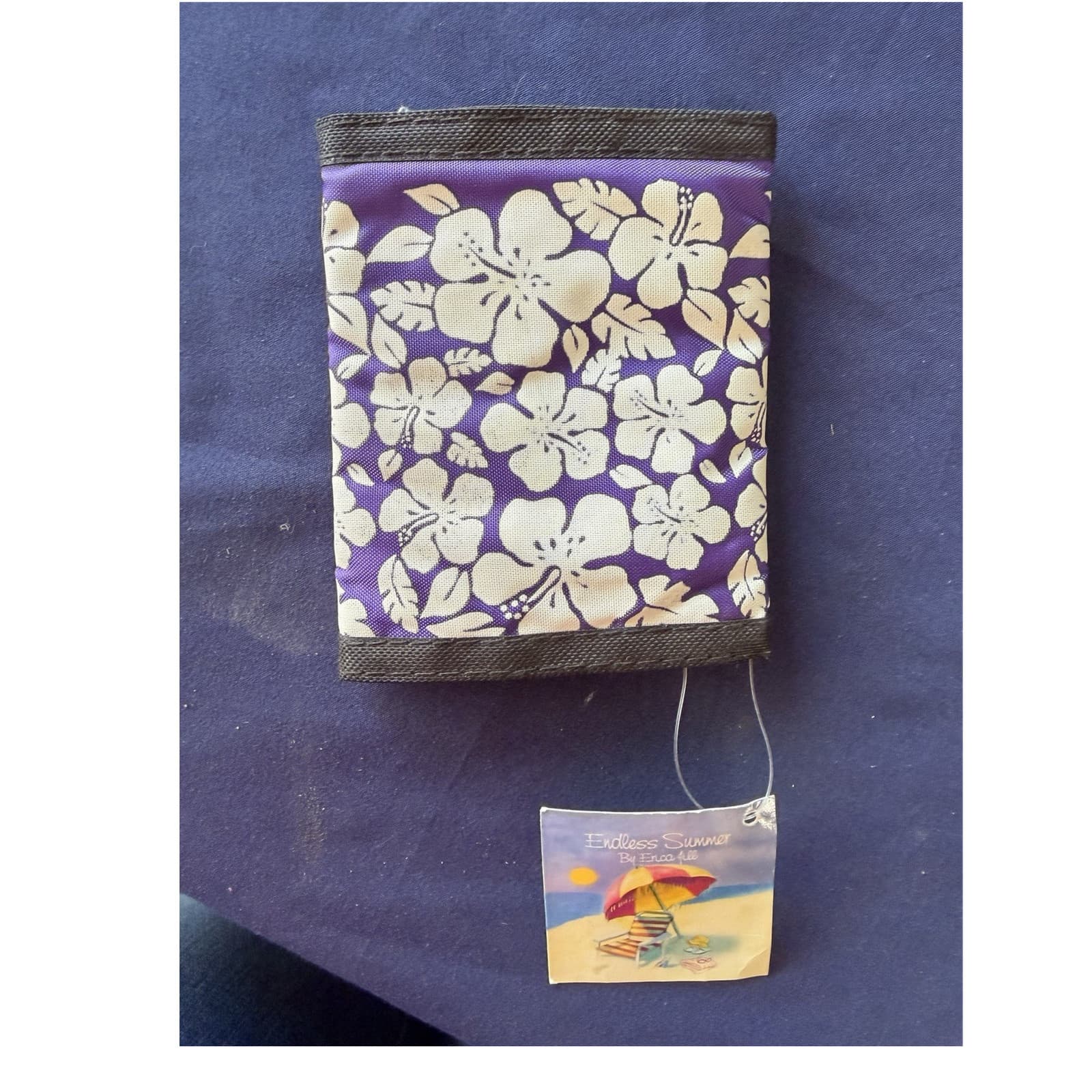 Endless Summer By Erica Lee Purple Floral Tri-Fold Wallet ID Window Zipper