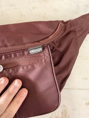 eBags Brown Nylon Small Hiking Waist Pack Adjustable Strap 3 Zip Pockets Buckle - Thumbnail 3