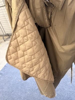 British Mist Women's Brown Quilted Long Trench Coat 20W Plus Lined - Thumbnail 3