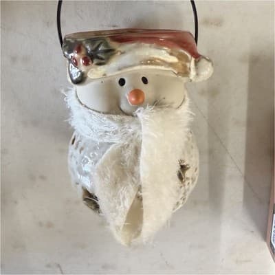 Santa Claus Ceramic Christmas Figurine with Handle, Traditional Indoor Decor