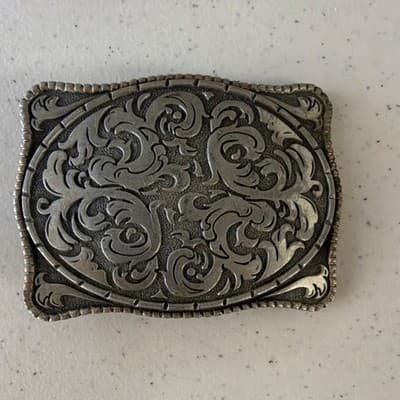 Storming Silver Western Americana Scrollwork Belt Buckle Silver Tone