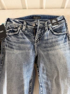 Silver Jeans Suki Curvy Fit Mid Rise Bootcut Blue Denim Women's Jeans - Thumbnail 3
