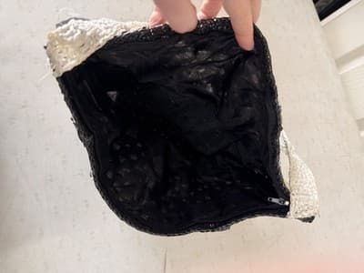 👜 Black & White Woven Crochet Shoulder Bag - Thumbnail 2