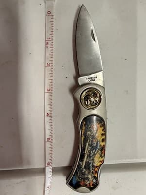 Stainless Steel Drop Point Pocketknife Metal Handle Silver Multicolor - Thumbnail 3