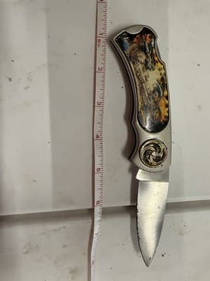 Stainless Steel Drop Point Pocketknife Metal Handle Silver Multicolor - Thumbnail 2