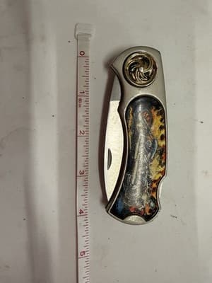 Stainless Steel Drop Point Pocketknife Metal Handle Silver Multicolor