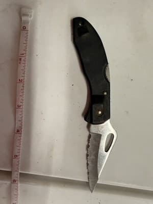 Frost Cutlery Serrated Stainless Steel Pocketknife Black Plastic Handle - Thumbnail 2