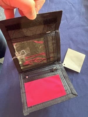 Pink Black Tri-Fold Women's Wallet Printed Accent Mother's Day Folding Solid - Thumbnail 2