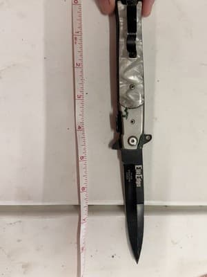 Elite Edge Stiletto Pocketknife Stainless Steel Shell Handle Silver Black - Thumbnail 2