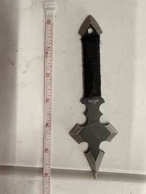 Double Edge Stainless Steel Dagger Cord Handle Black Silver Full Tang - Thumbnail 2