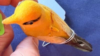 Vintage Artificial Canary Bird Floral Craft Decoration - Thumbnail 2