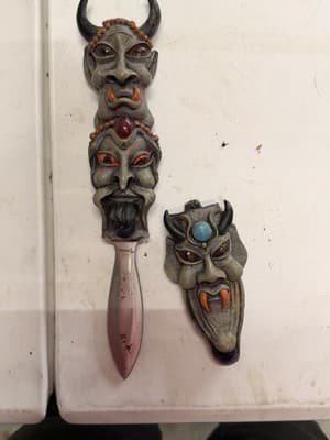 Dirk Dagger, Resin Handle, Demon Faces Sheath, Stainless Steel, 14 Inch - Thumbnail 3