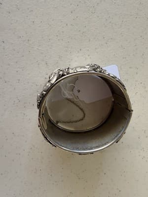 Vintage Ornate Silver Tone Cuff Bracelet - Thumbnail 4