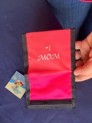 Pink Black Tri-Fold Women's Wallet Printed Accent Mother's Day Folding Solid - Thumbnail 4