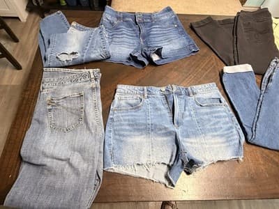 Lot Size 13-15 Jeans Shorts Pants Denim Cotton Blue Beige Black Khaki - Thumbnail 4